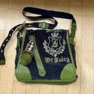 RARE 2000s Y2K Juicy Couture Green and Navy Messenger Crossbody Bag